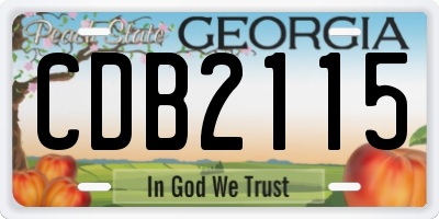 GA license plate CDB2115