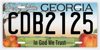GA license plate CDB2125