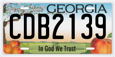 GA license plate CDB2139