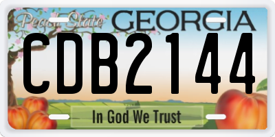 GA license plate CDB2144