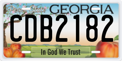 GA license plate CDB2182