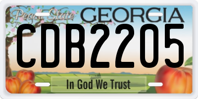 GA license plate CDB2205