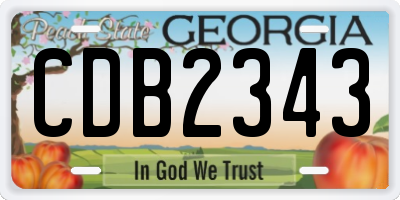 GA license plate CDB2343