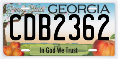 GA license plate CDB2362