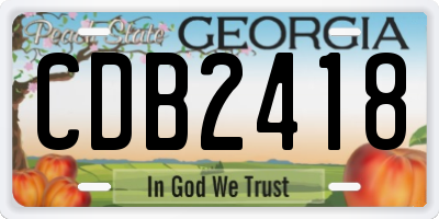 GA license plate CDB2418