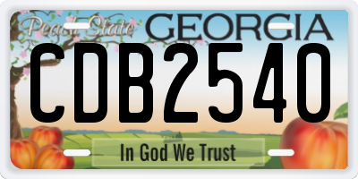 GA license plate CDB2540