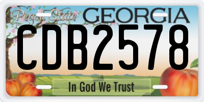 GA license plate CDB2578