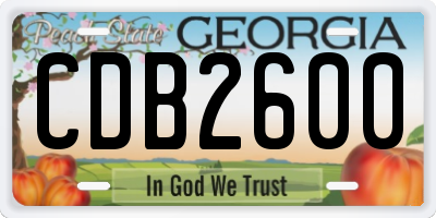 GA license plate CDB2600
