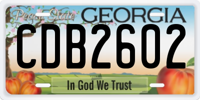 GA license plate CDB2602