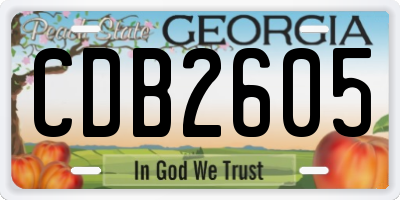 GA license plate CDB2605