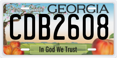 GA license plate CDB2608