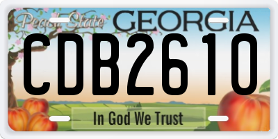 GA license plate CDB2610