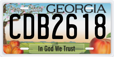 GA license plate CDB2618