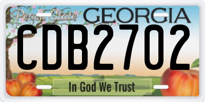 GA license plate CDB2702