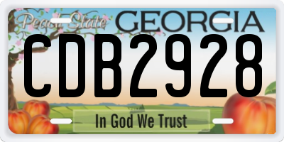 GA license plate CDB2928