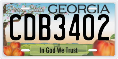 GA license plate CDB3402