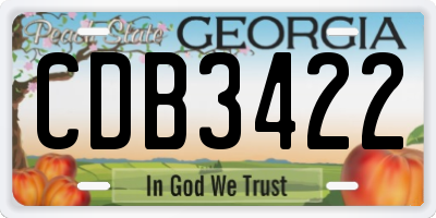 GA license plate CDB3422