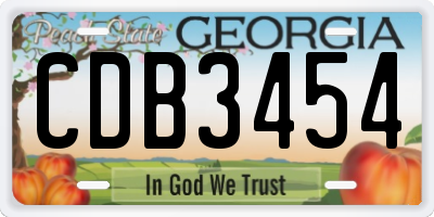 GA license plate CDB3454