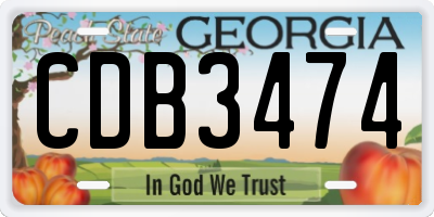 GA license plate CDB3474