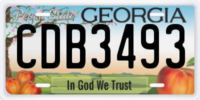 GA license plate CDB3493