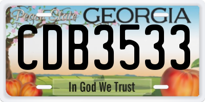 GA license plate CDB3533