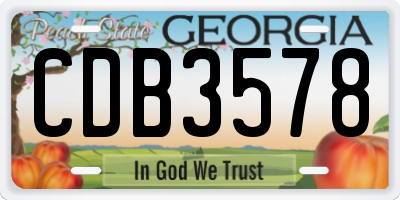 GA license plate CDB3578