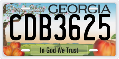 GA license plate CDB3625