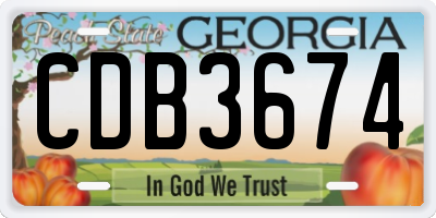 GA license plate CDB3674