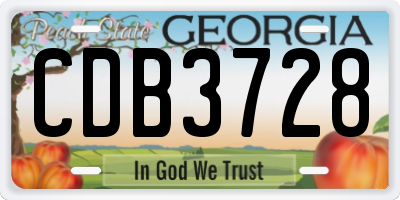 GA license plate CDB3728