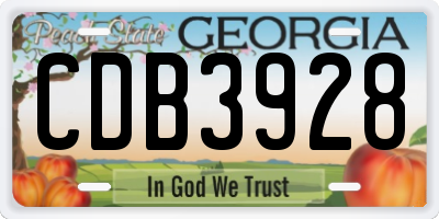 GA license plate CDB3928