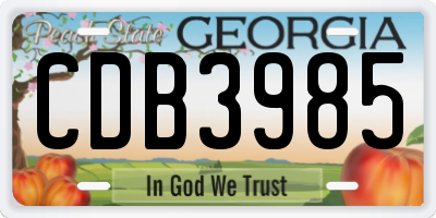 GA license plate CDB3985