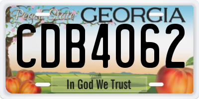 GA license plate CDB4062