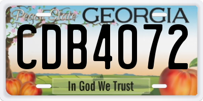 GA license plate CDB4072
