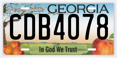 GA license plate CDB4078