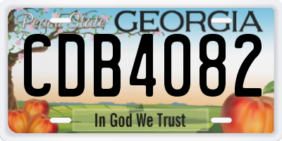 GA license plate CDB4082
