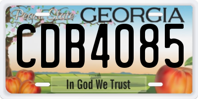 GA license plate CDB4085
