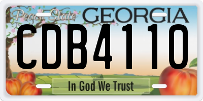 GA license plate CDB4110