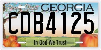 GA license plate CDB4125
