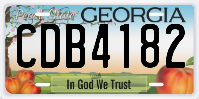 GA license plate CDB4182