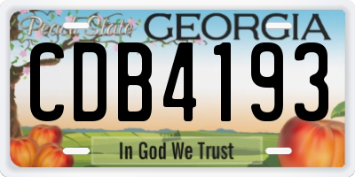 GA license plate CDB4193