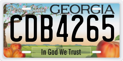 GA license plate CDB4265