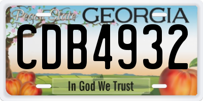 GA license plate CDB4932