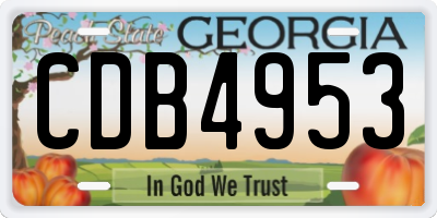 GA license plate CDB4953