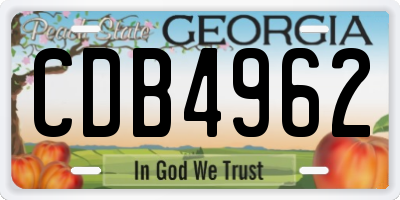 GA license plate CDB4962