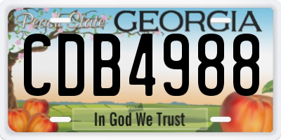 GA license plate CDB4988