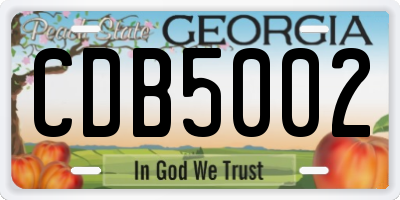 GA license plate CDB5002