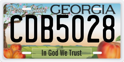 GA license plate CDB5028
