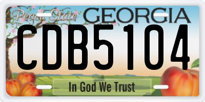 GA license plate CDB5104