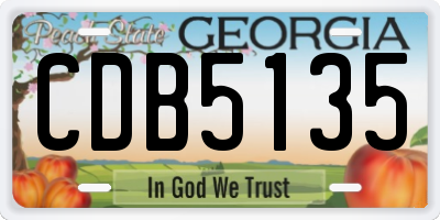 GA license plate CDB5135