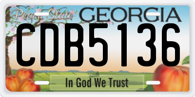 GA license plate CDB5136
